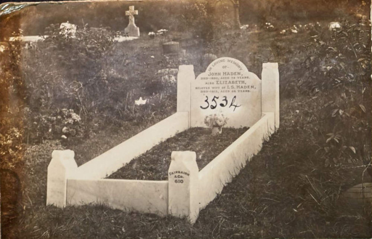 3534 Gravestone of John Haden d 1885 and Elizabeth, wife of I.S. Haden d 1913 nc