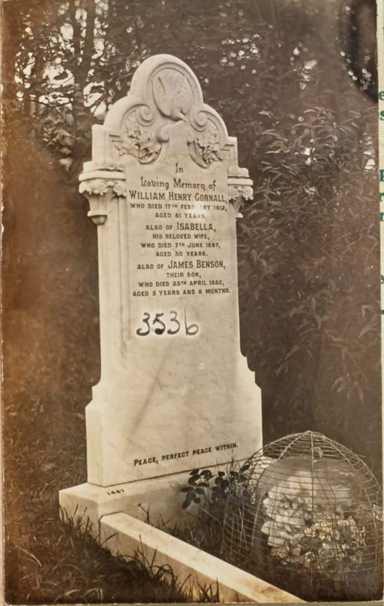 3536 Gravestone of William Henry Gornall and wife Isabella and son John nc