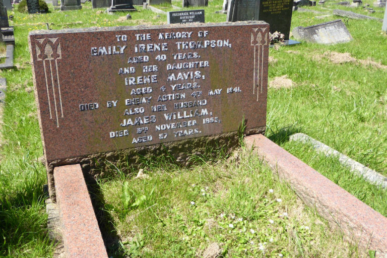 Emily and Irene Thompson blitz victims Barrow Cemetery